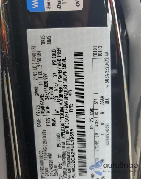 2023 Lincoln Corsair Reserve from USA, damaged, VIN 5LMCJ2CA2PUL19695